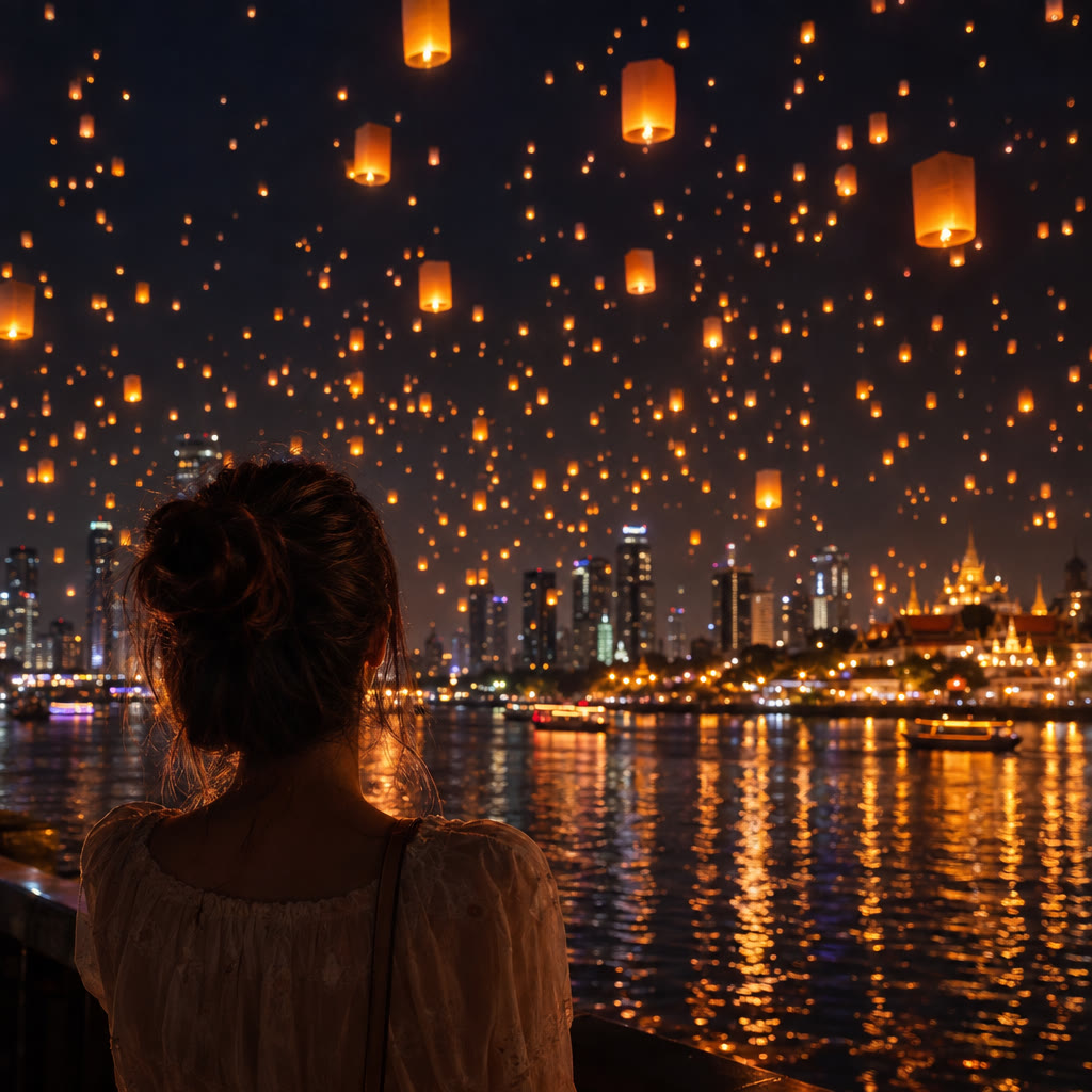 夜空中的孔明灯